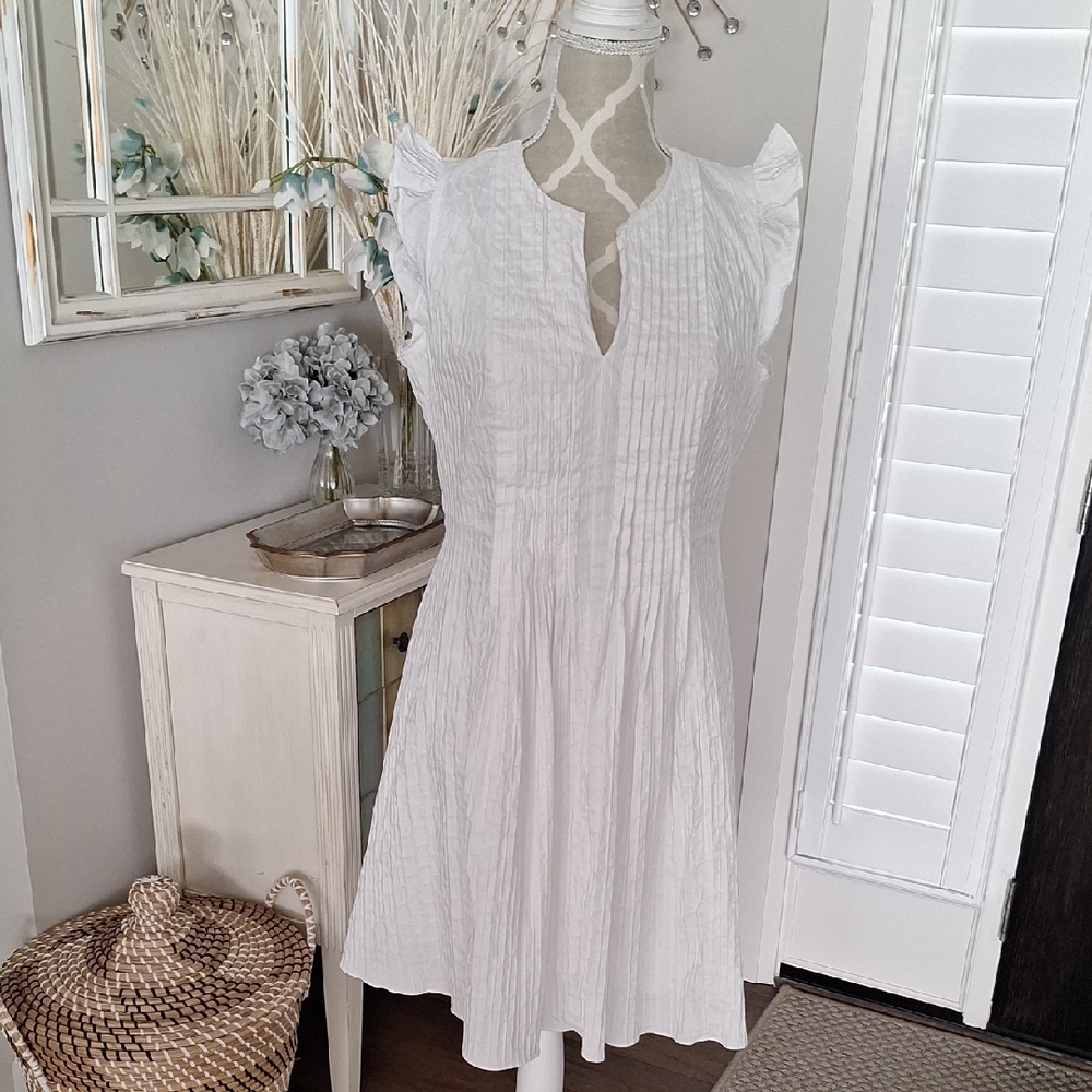 CeCe Textured White Midi Dress